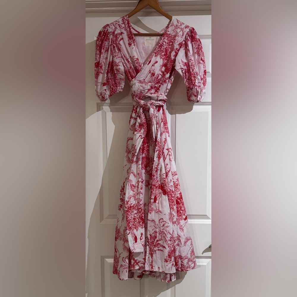 Floral Wrap Midi Dress in Coral Pink - Picture 6 of 8